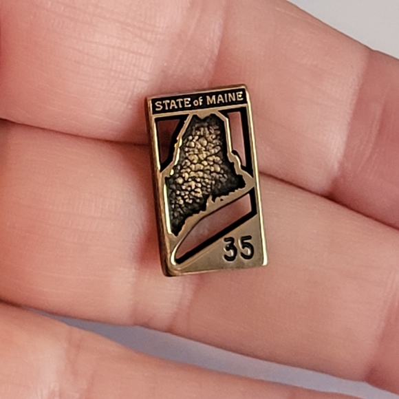 NWT Vintage State of Maine service pin 35 year lapel tack gold tone - Picture 2 of 9